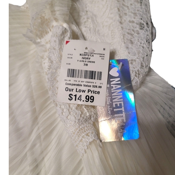 NANNETTE - 7/8 Elegant White Lace Kids Dress - Picture 6 of 9